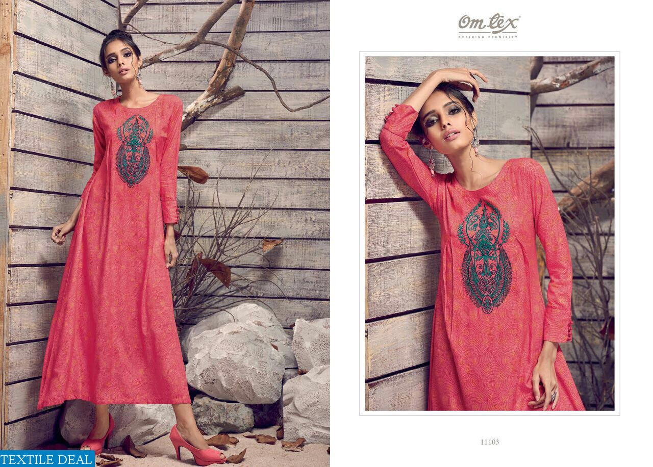 omtex topaz Wholesale long Hand Work Ready made kurtis